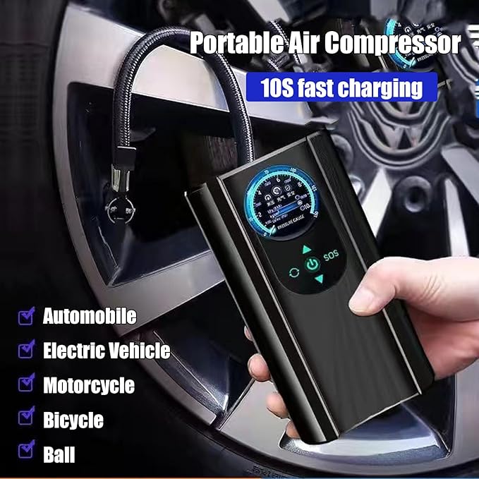 Car Power Bank Air Compressor Inflator Pump 1000A Portable Power Station, Car Battery Charger Booster