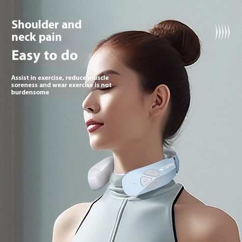 Electric Neck Massager EMS Pulse Rechargeable USB Cervical Traction Therapy Massage Stimulator Pain Relief Heating Function